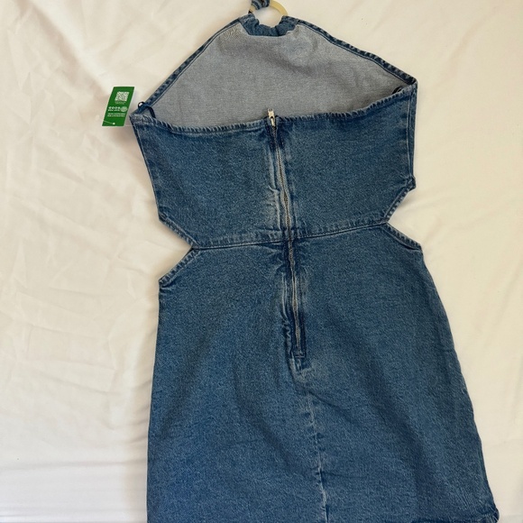 Denim Halter Mini Dress - Picture 1 of 3